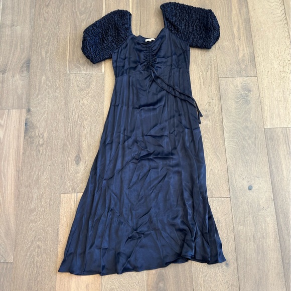 BYTIMO SLEEVELESS SATIN CREPE GOWN IN NAVY - Picture 2 of 3